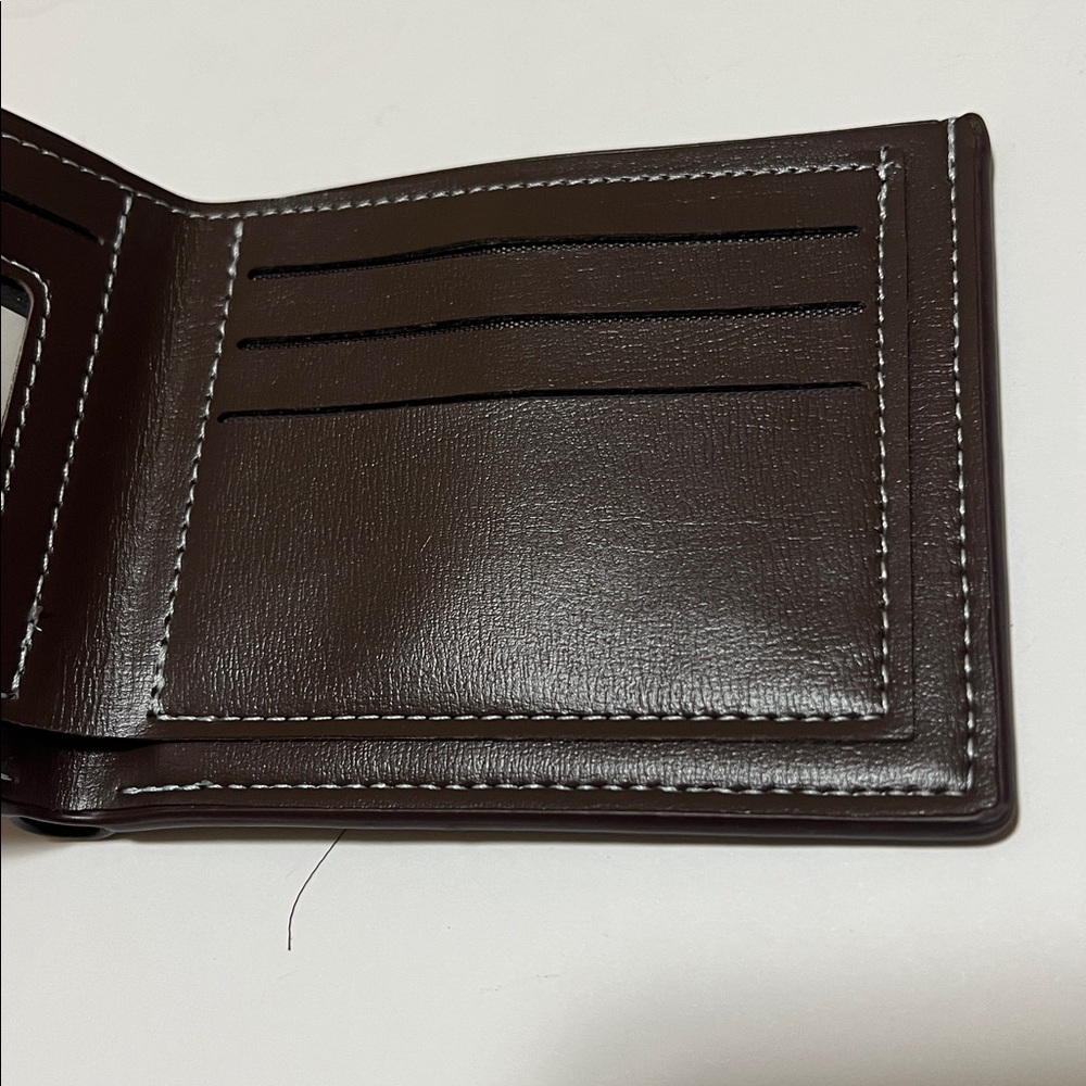 Men's Brown Pu Leather Thin Style Folding Wallet - Picture 5 of 6